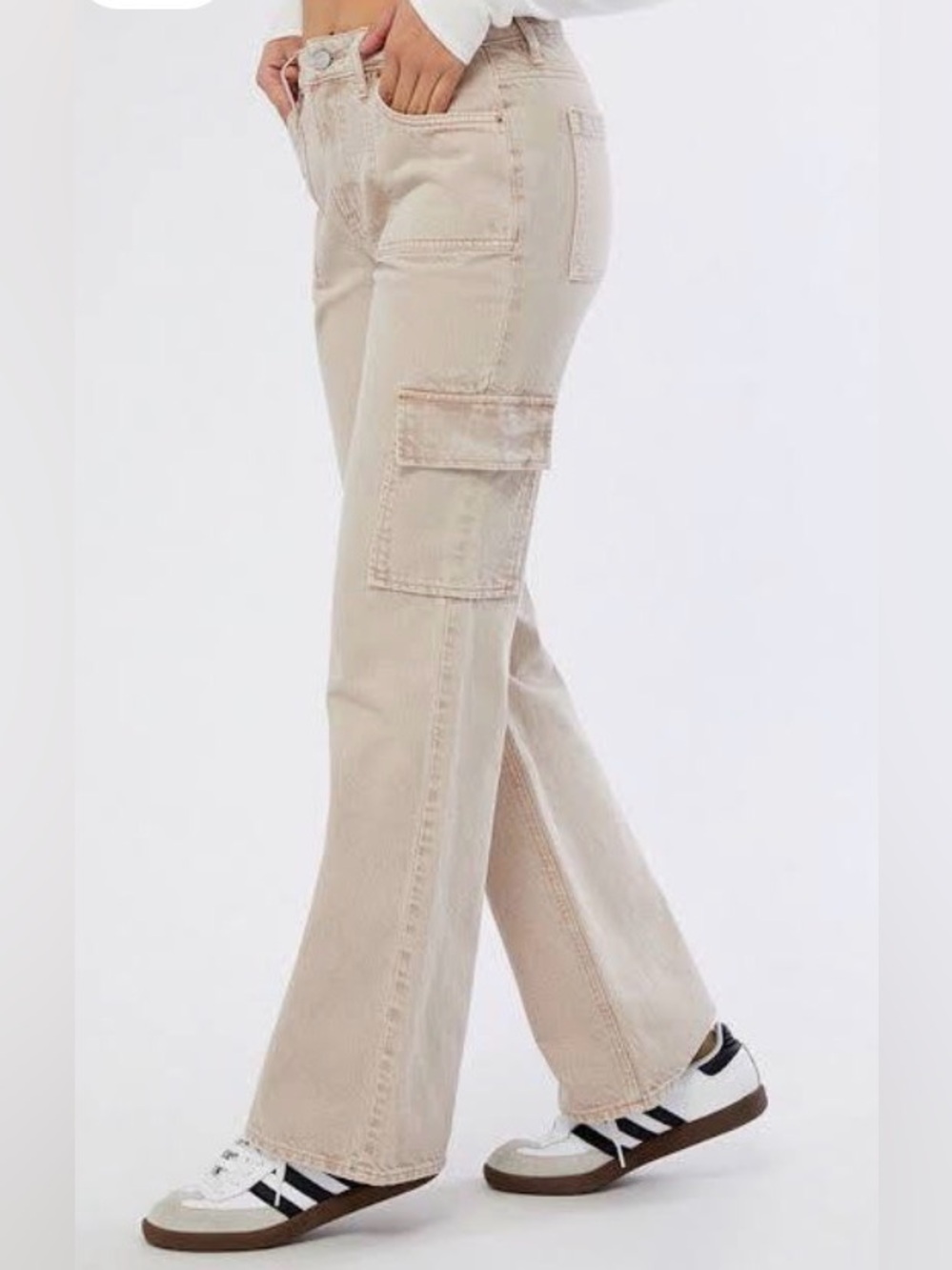 PacSun Beige Wide-Leg Cargo Pants